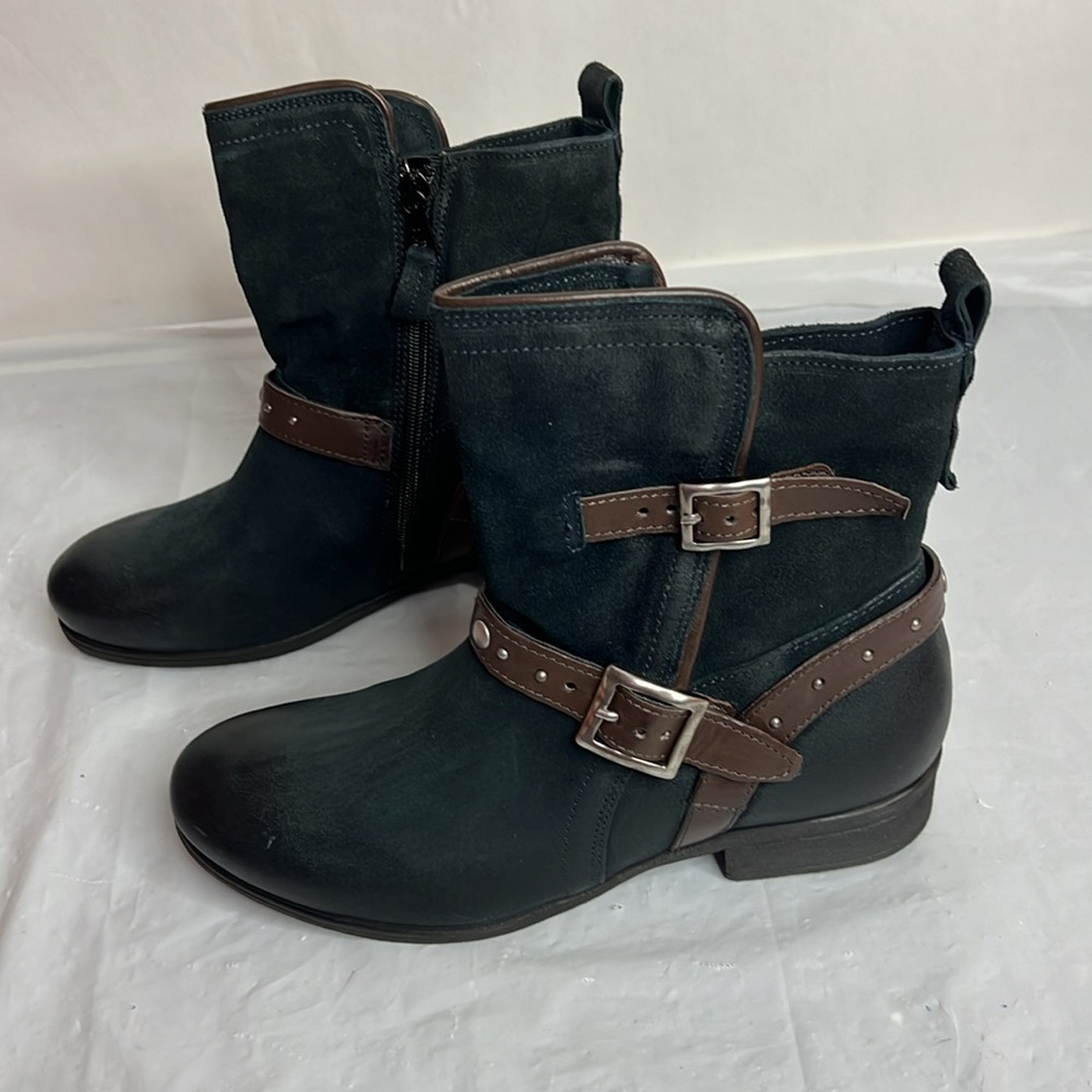 Miz Mooz Women's Leather Buckled Ankle Boots Sammie Black